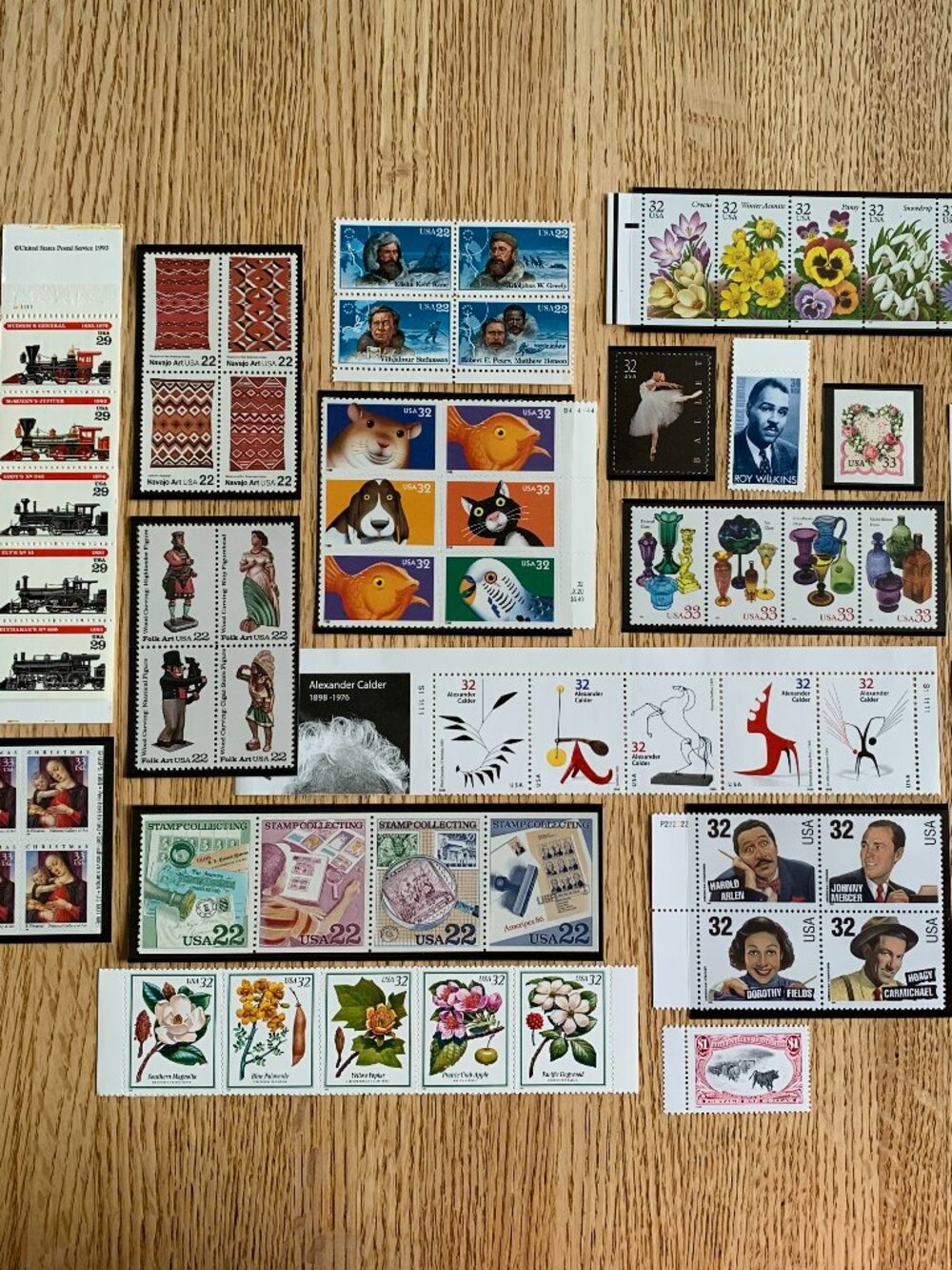 Vintage Ephemera - U.S. Postage Stamps 1986-1999, unused with no hinge marks.
